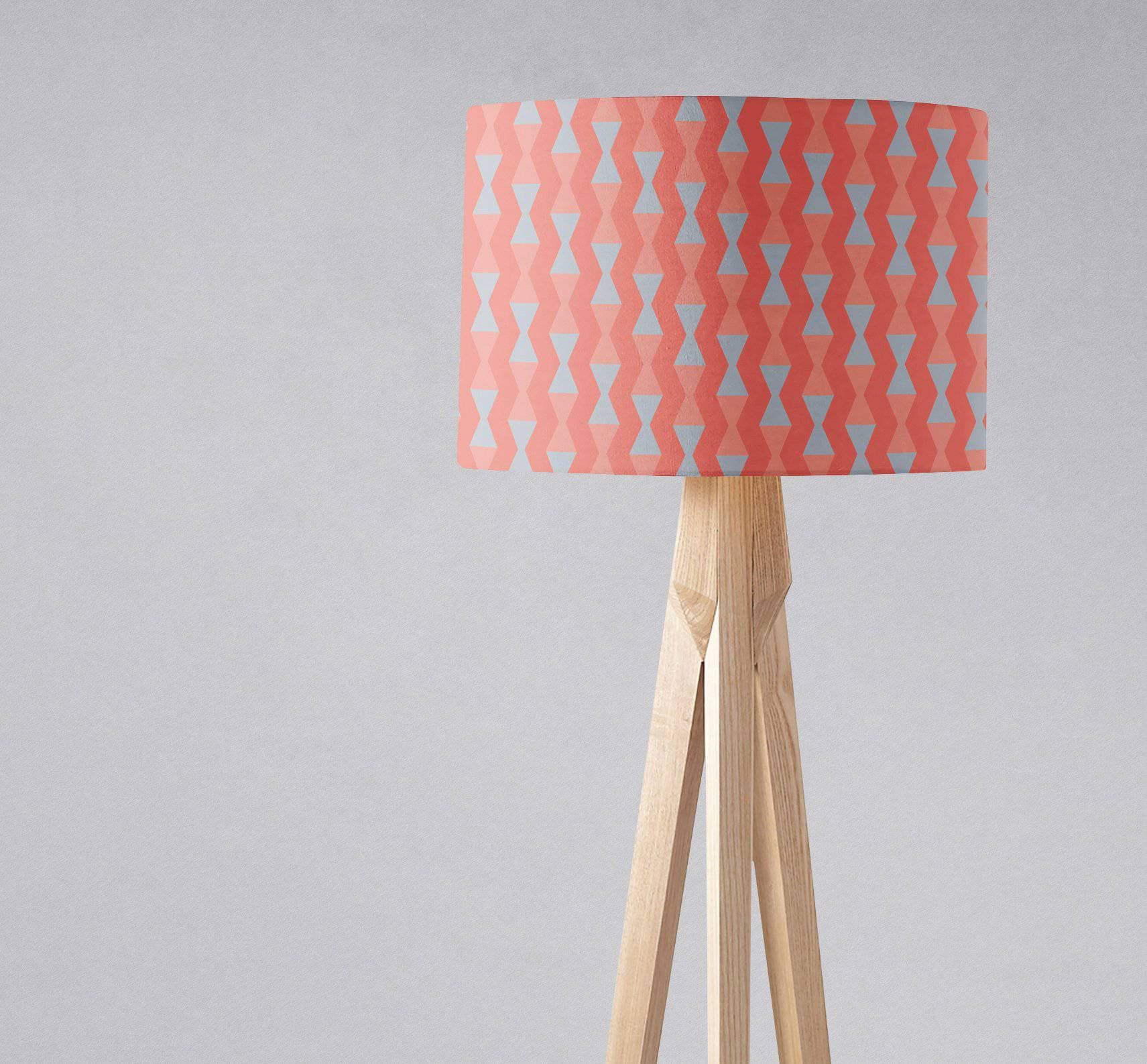 Coral and Grey Mid century Modern Retro Lampshade – Ceiling & Table Compatible
