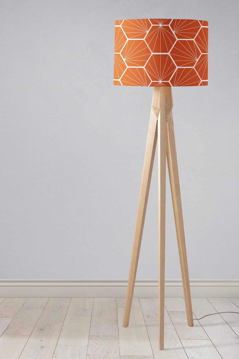 Orange Lampshade with a White Hexagon Design – Ceiling & Table Compatible