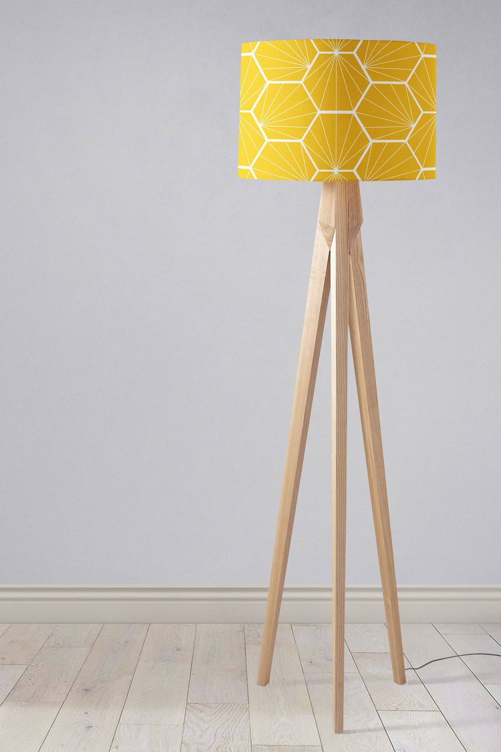 Yellow Lampshade with a White Hexagon Design – Ceiling & Table Compatible