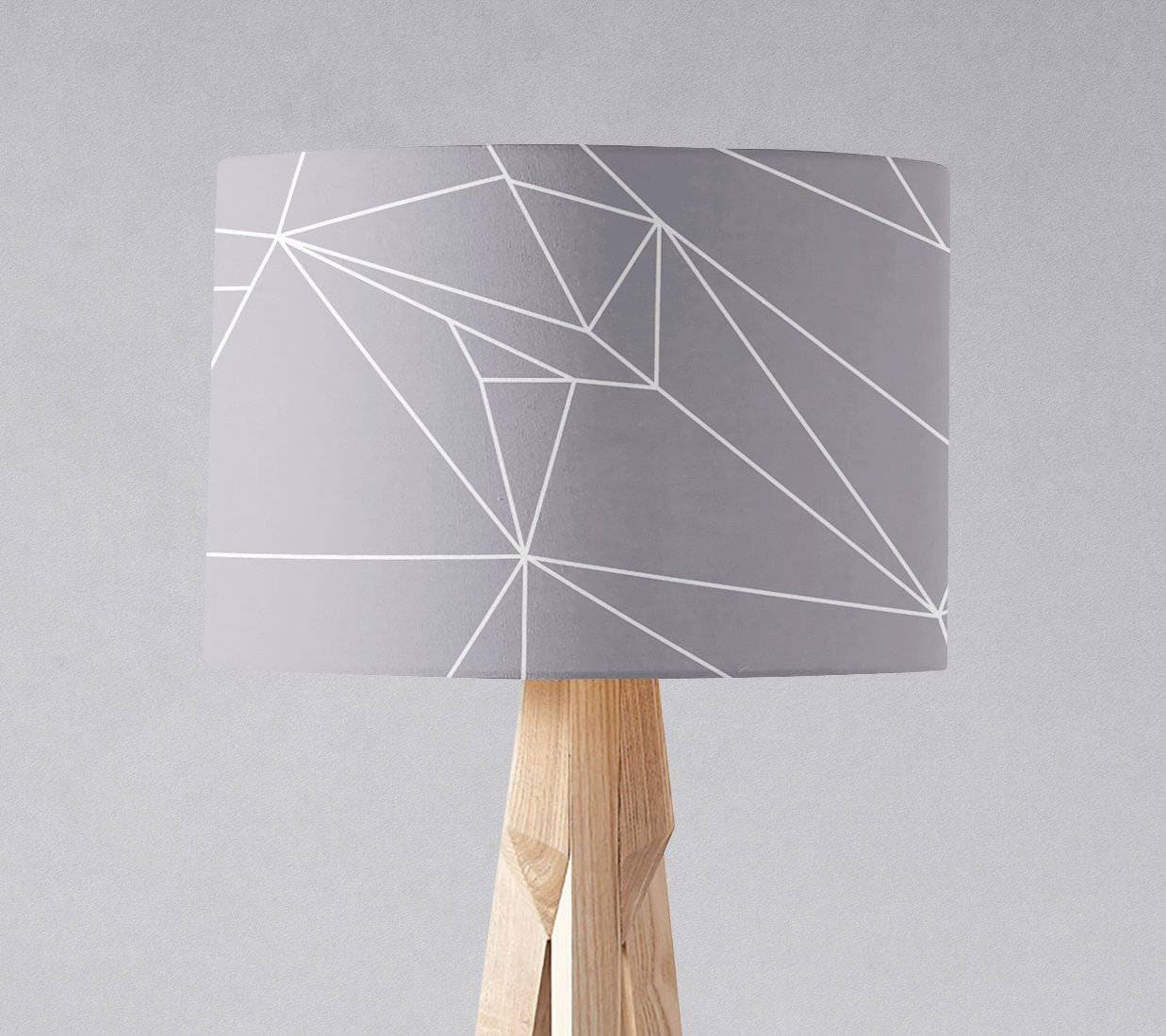 Grey with a White Lines Geometric Design Lampshade – Ceiling & Table Compatible