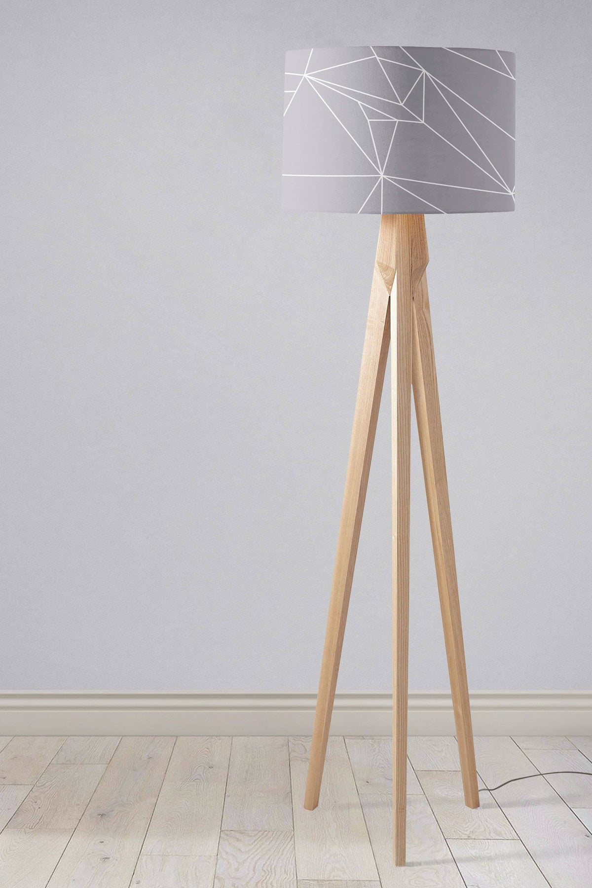 Grey with a White Lines Geometric Design Lampshade – Ceiling & Table Compatible