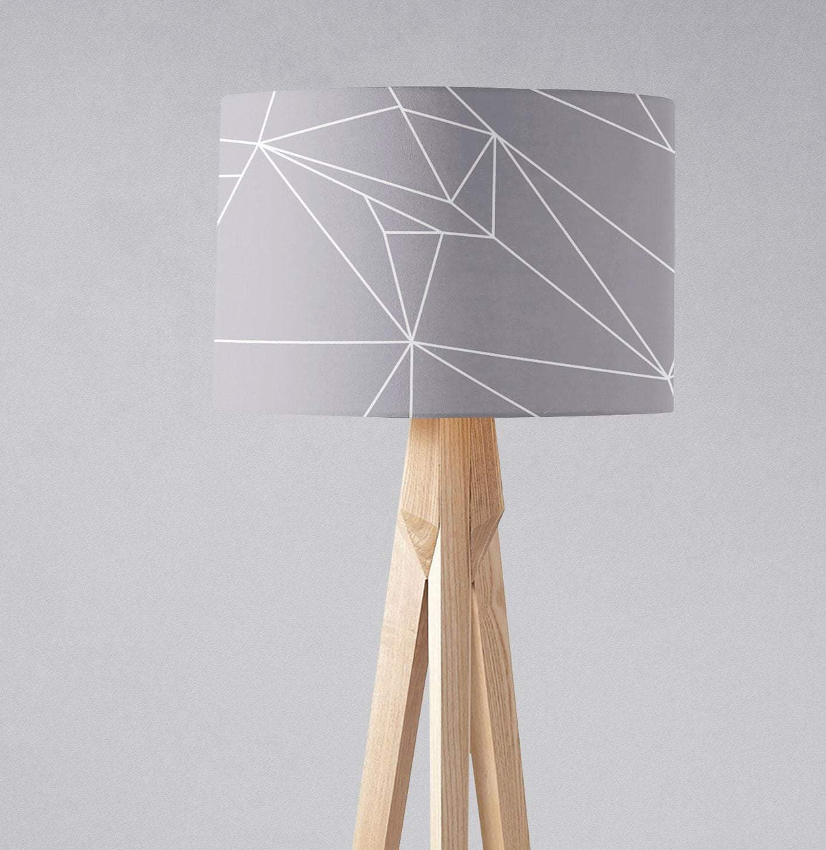 Grey with a White Lines Geometric Design Lampshade – Ceiling & Table Compatible