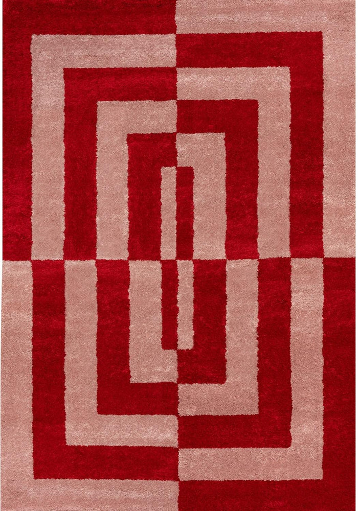Joli Geometric Red & Pink Rug shown in an illustrative room