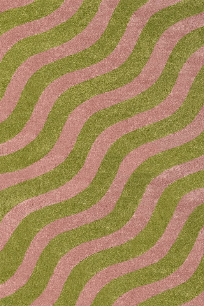 Joli Wave Green & Pink Rug shown in an illustrative room