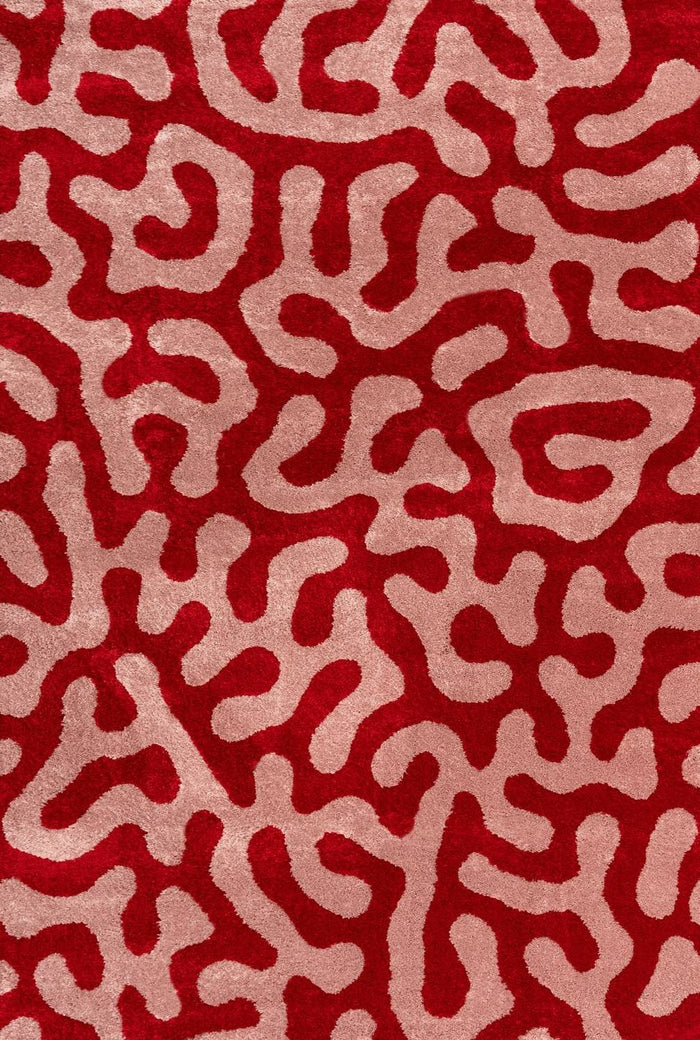 Joli Doodle Red & Pink Rug shown in an illustrative room