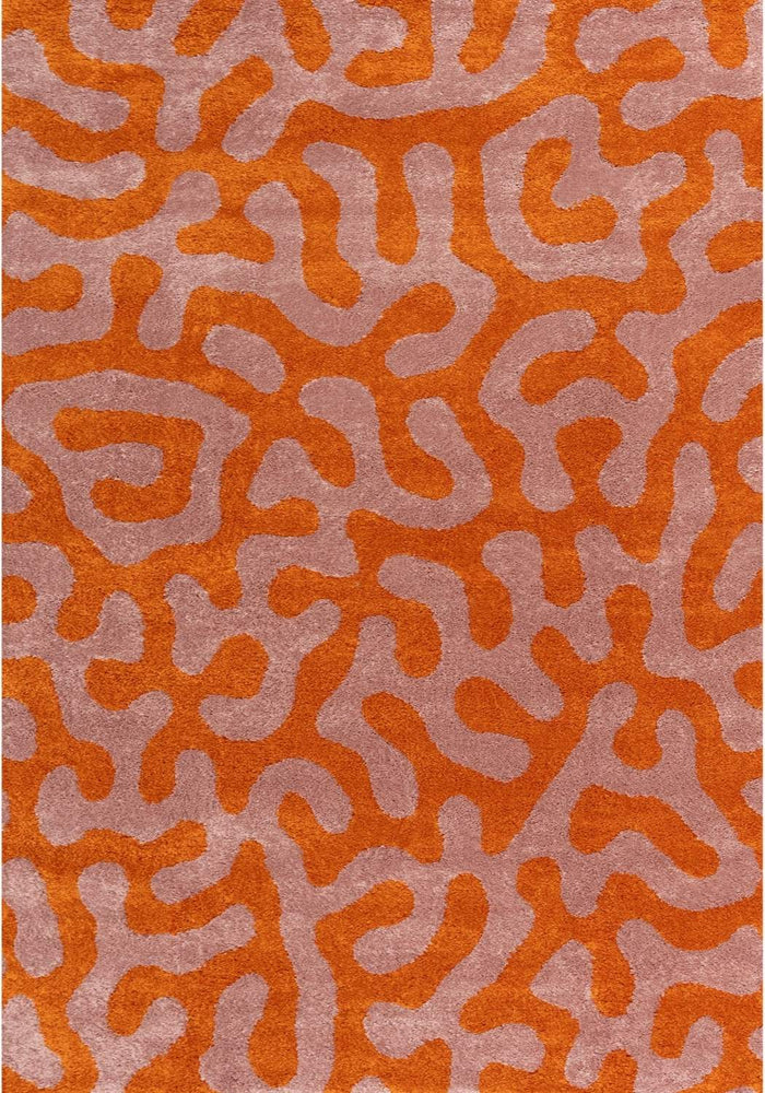 Joli Doodle Orange & Pink Rug shown in an illustrative room