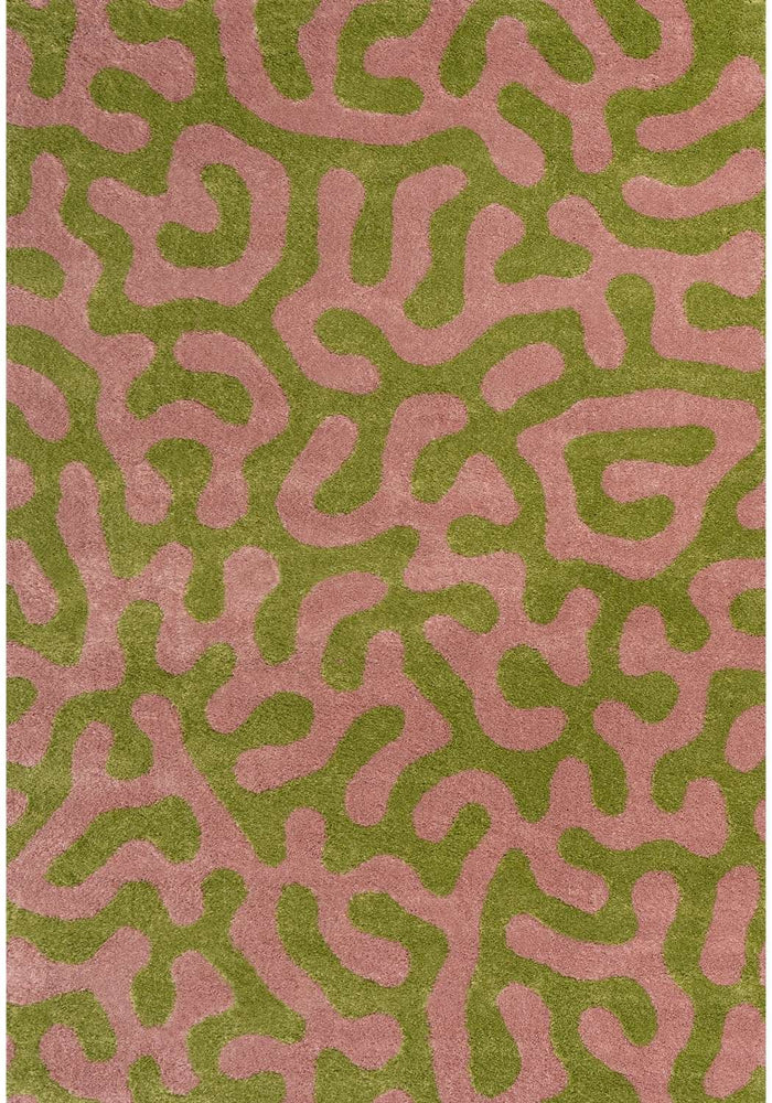 Joli Doodle Green & Pink Rug shown in an illustrative room