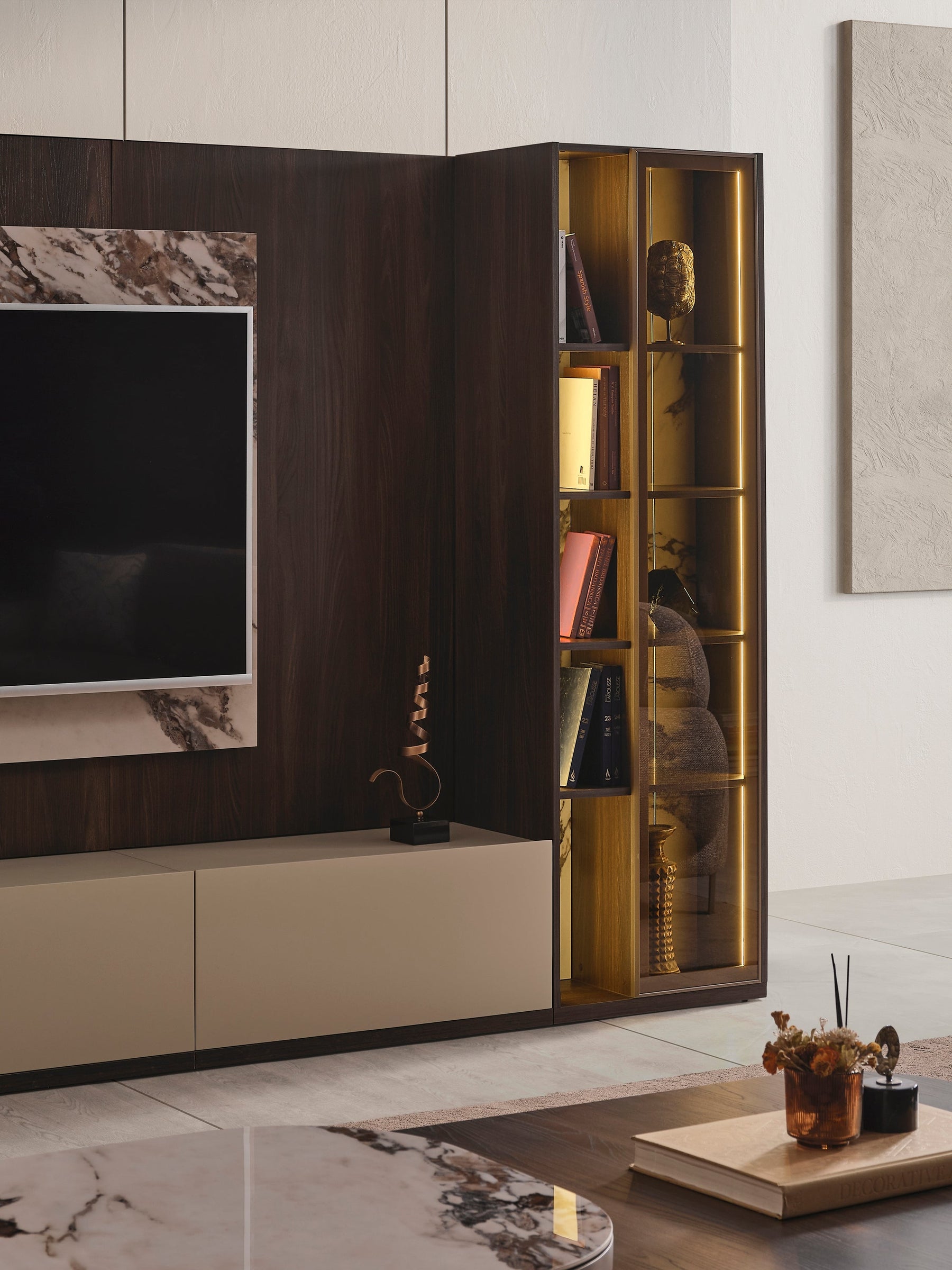 Lotus Wall TV Unit (O) by Netline Interiors