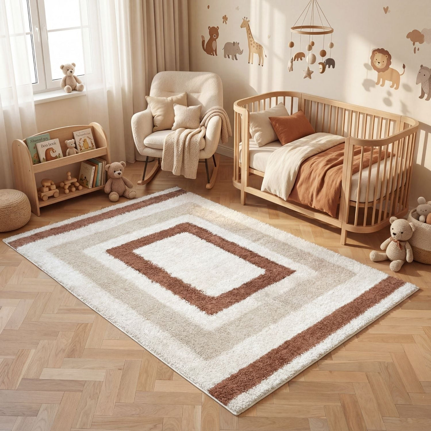 Moodi Shaggy Cream/Terra Slatefern Rug