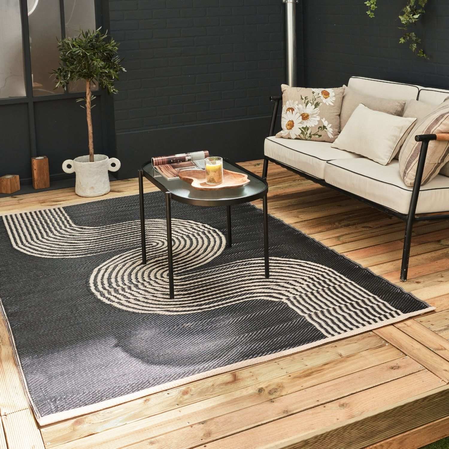 Urban Outdoor Rug Black & Beige – 1010