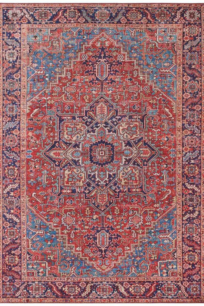 Oriental Amata Rug Red Colour shown in an illustrative room