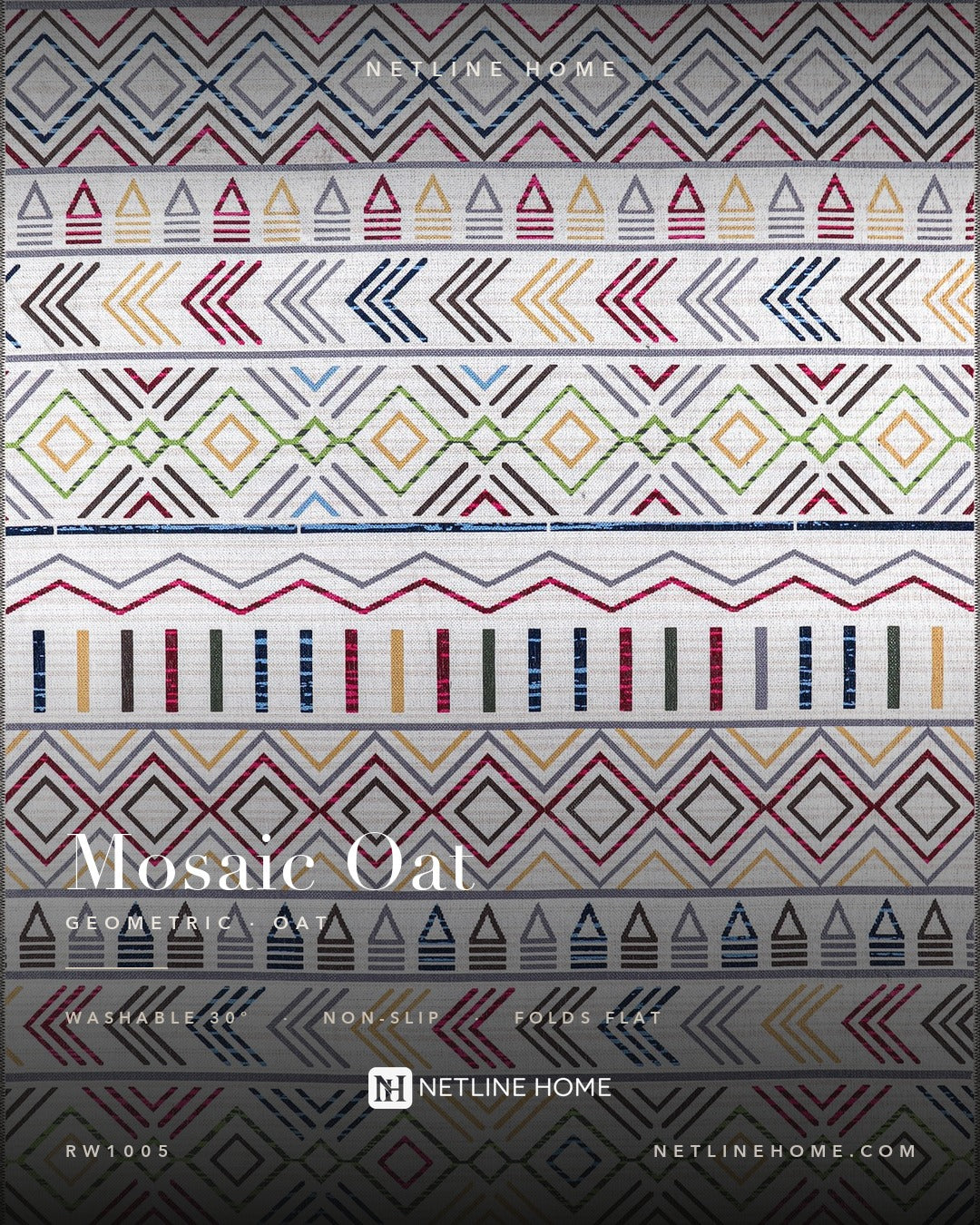Southbank Stripes Mid Grey Abstract Washable Rug — Design overview (RW1005)