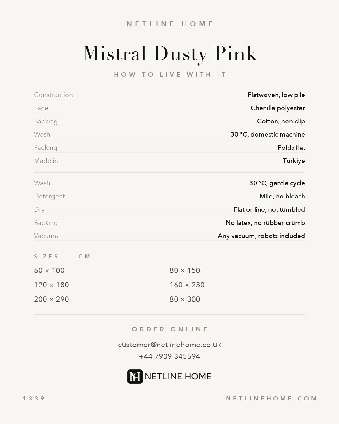 Grand Floral Muted Pink Abstract Washable Rug — Product information (RW1339)