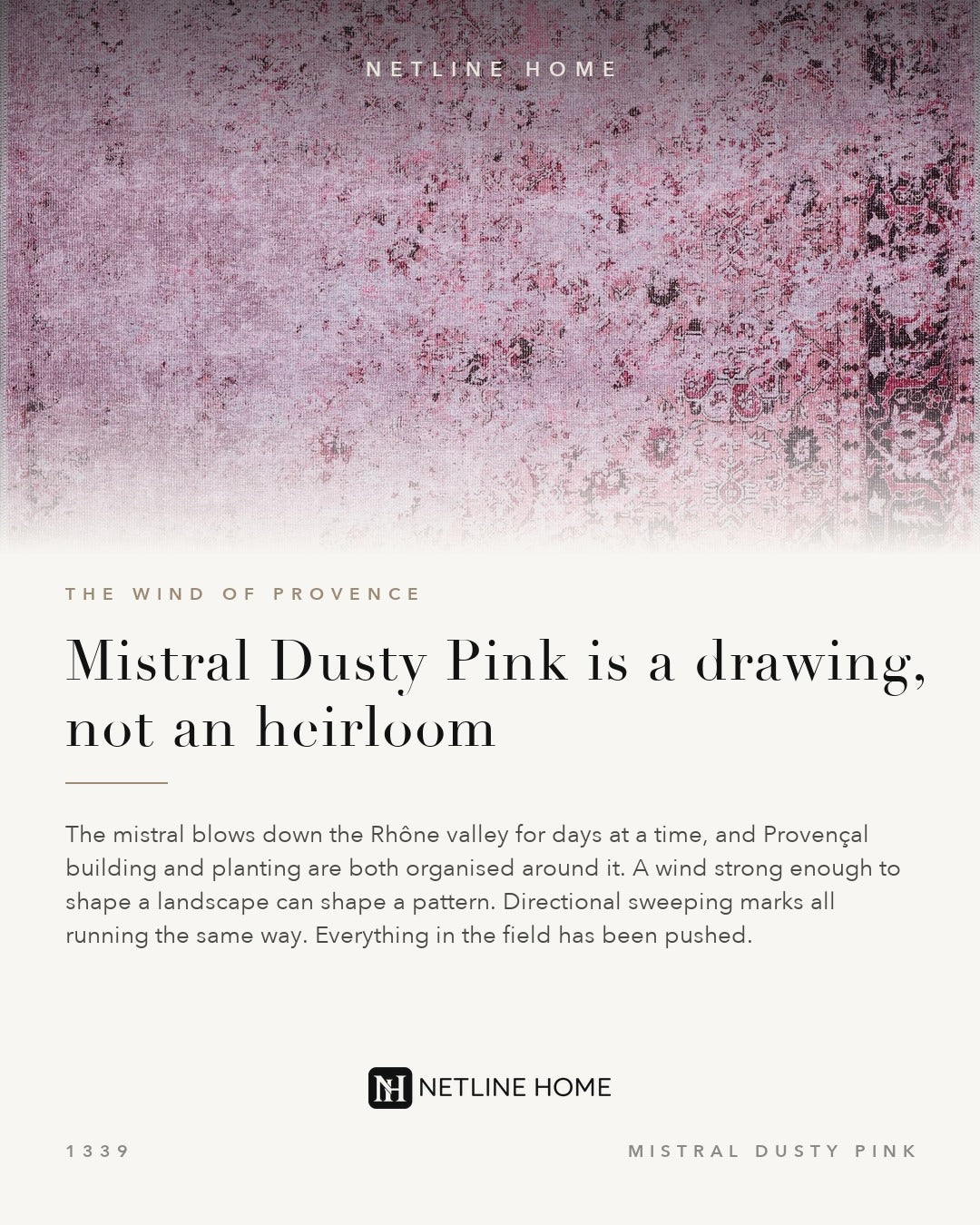 Grand Floral Muted Pink Abstract Washable Rug — Design story (RW1339)