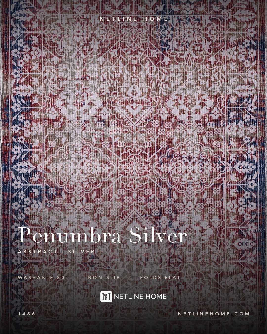 Studio Watercolour Silver Grey Abstract Washable Rug — Design overview (RW1486)