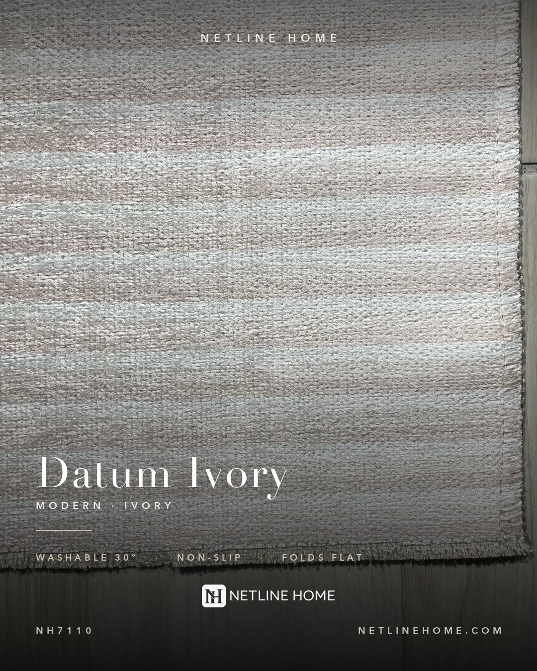 Moonlit Stripes Off White Modern Washable Rug — Design overview (RW7110)