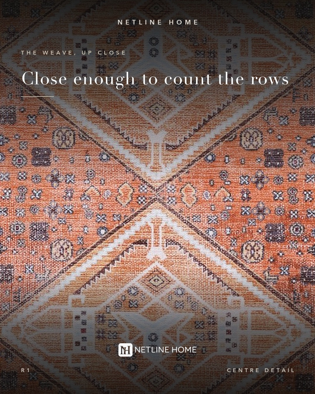 Crafted Heritage Terracotta Washable Rug — Weave detail (RWR1)