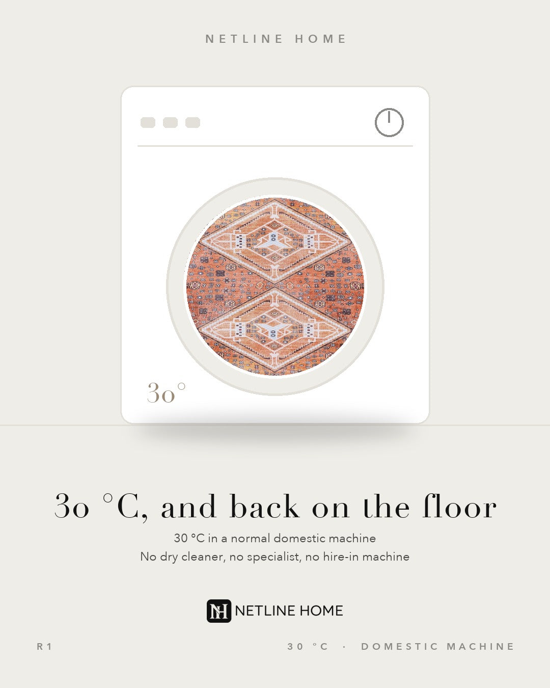 Crafted Heritage Terracotta Washable Rug — Washable care (RWR1)