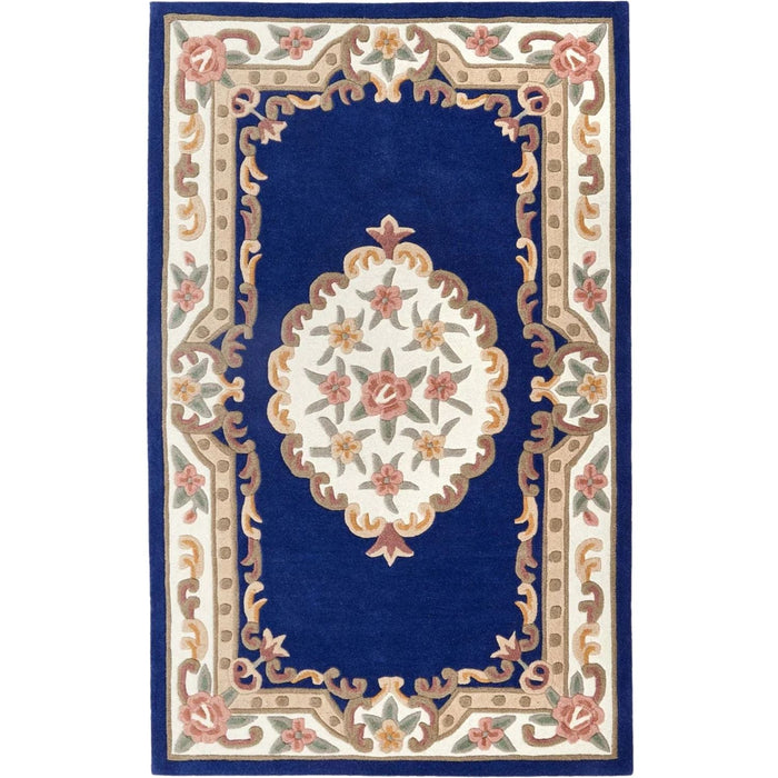 Shensi Navy Medallion Rug shown in an illustrative room
