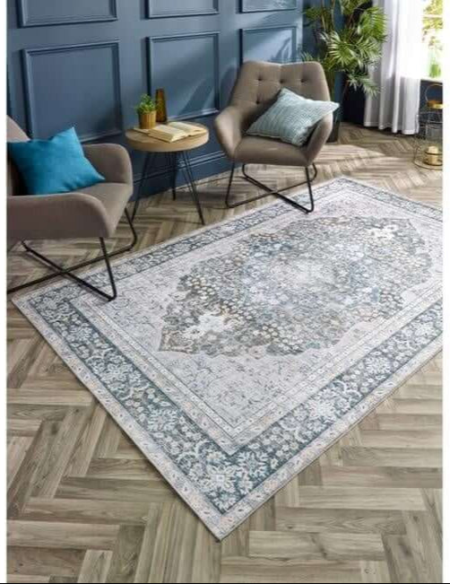 Eterna Washable Rug Multicolour shown in an illustrative room